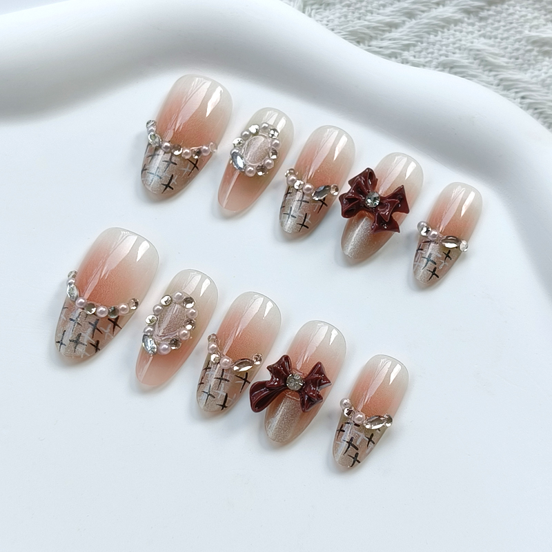 Nail Art Elegan - 10 Pezzi Unghie Finte Stile Francese