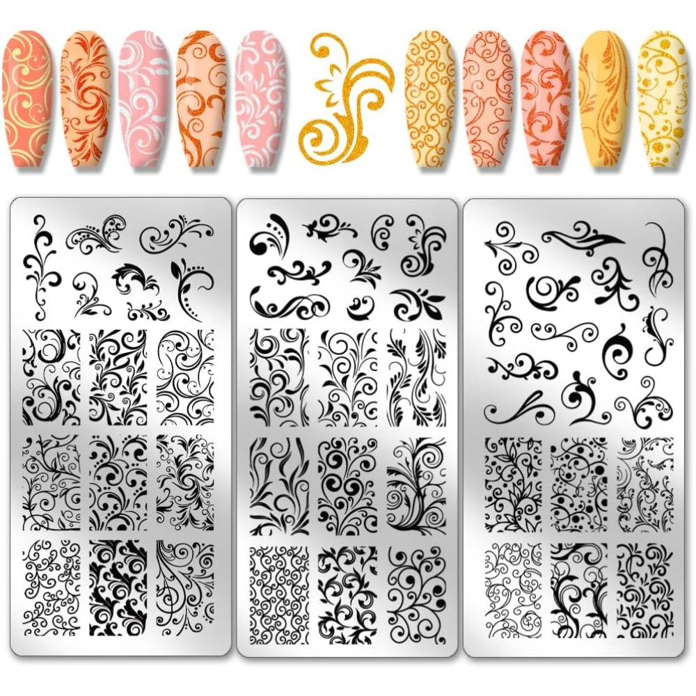 Nail Stamping Plate - 3 pezzi modelli per nail art