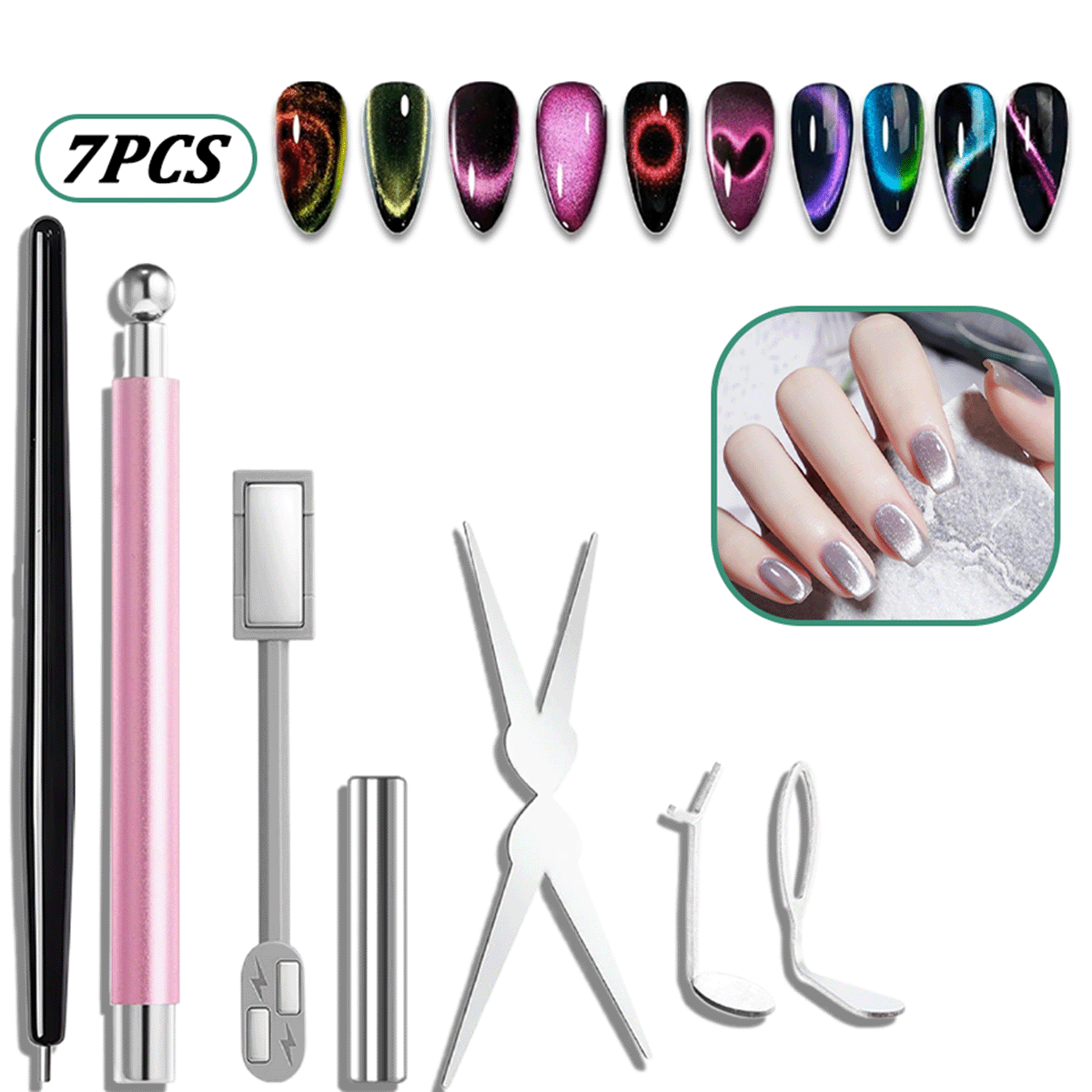 Nail Gel Polish Set - Set di 7 magneti per unghie