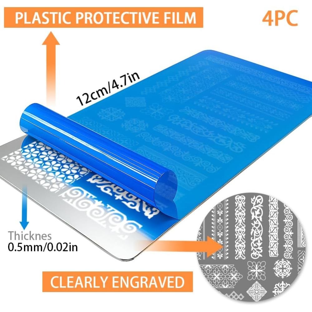 4 pezzi di piastre per timbrat - Nail Stamping Plate recensione e prezzo