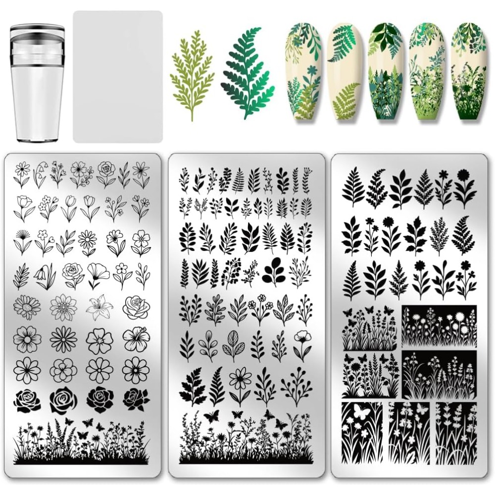 3 pz Fiore Foglia Nail Stampin - Nail Stamping Plate recensione e prezzo