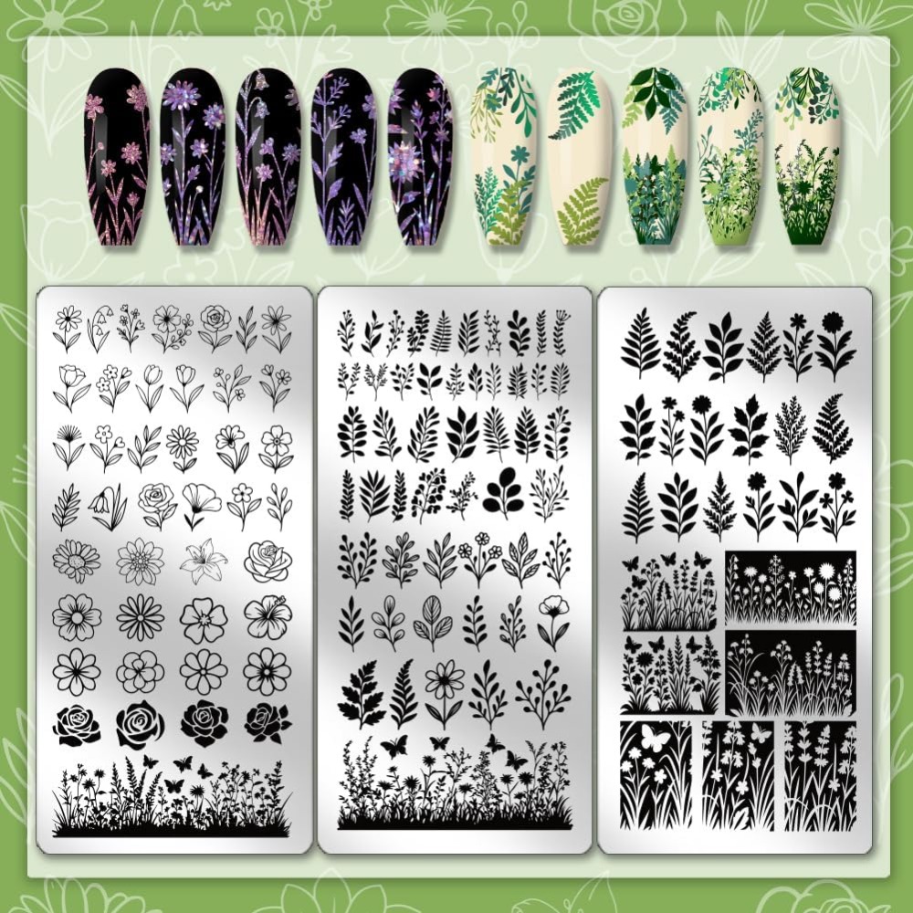 3 pz Fiore Foglia Nail Stampin - Nail Stamping Plate recensione e prezzo